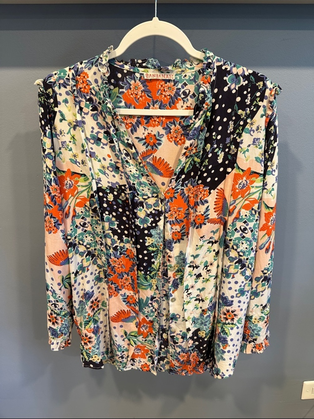 BANJANAN Silk Floral Print Blouse